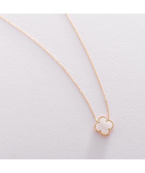 Gold necklace "Clover" (mother of pearl) count01663 Onix 45