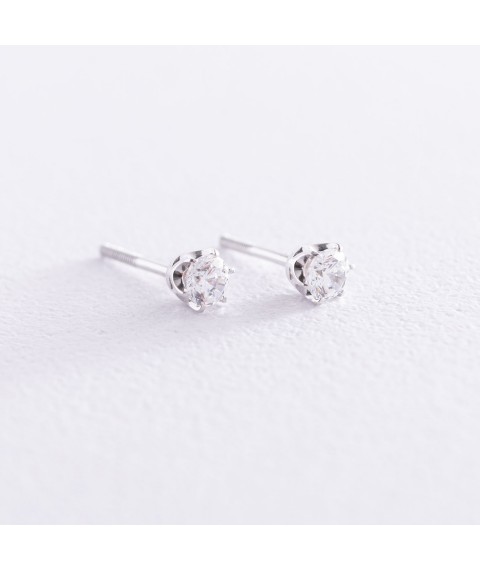 Gold stud earrings with cubic zirconia (0.5 cm) s07016 Onyx
