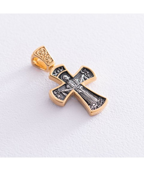 Срібний хрестик православний з позолотою 132506 Онікс