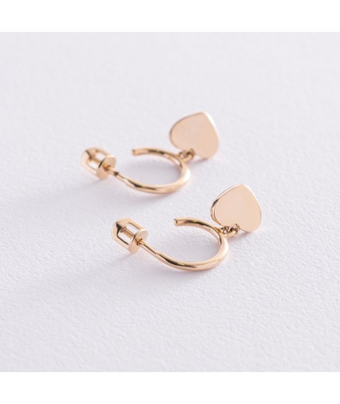 Gold earrings - studs "Hearts" s07393 Onix