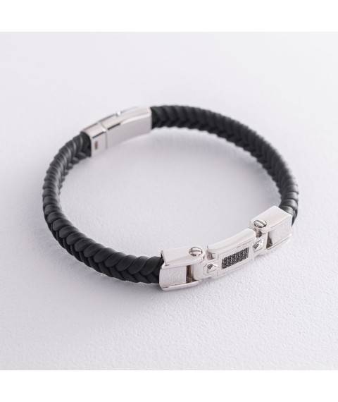 Rubber bracelet with cubic zirconia b03995 Onix 21