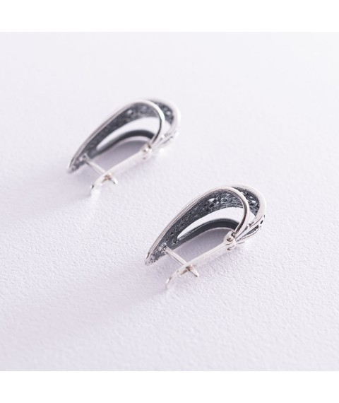 Silver earrings 12211 Onyx
