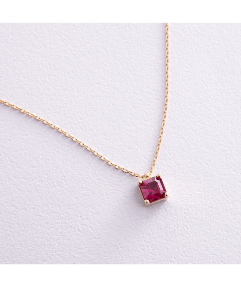 Gold necklace "Alma" (pink cubic zirconia) coll02367 Onyx