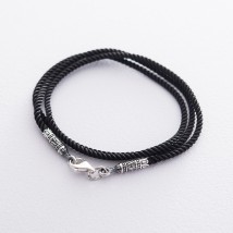 Silk cord "Save and Preserve" with silver clasp 18730 Onix 55