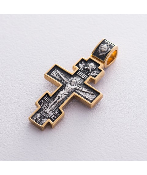 Серебряный крест с позолотой "Распятие. Ангел Хранитель" 132499 Онікс
