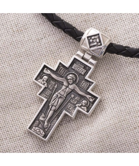 Серебряный православный крест с чернением 132488 Онікс