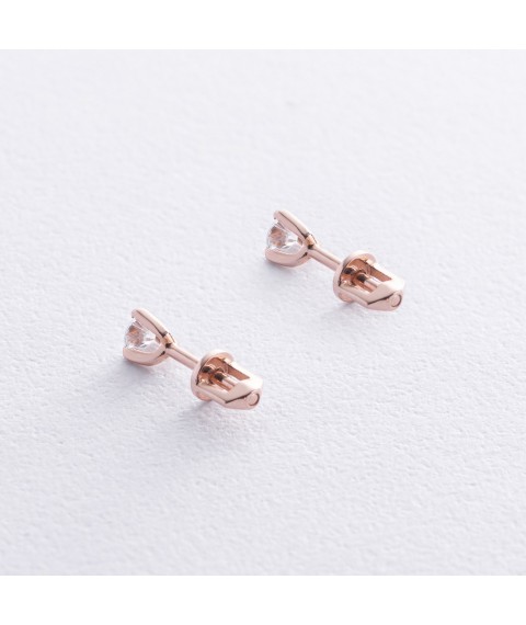 Gold earrings - studs (cubic zirconia) s01569 Onyx