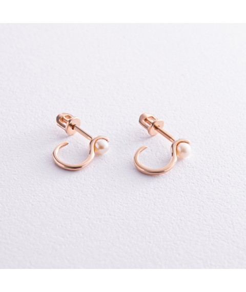 Earrings - studs "Miranda" in red gold (pearl) s07930 Onyx