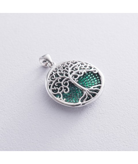 Silver pendant "Tree of Life" with cubic zirconia 132680 Onyx