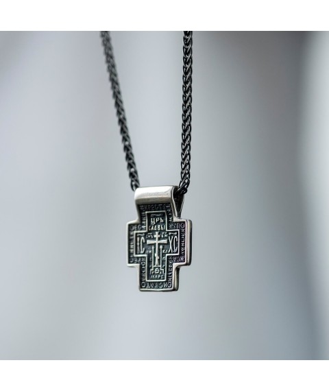 Orthodox cross (blackening) with prayer 13324 Onyx