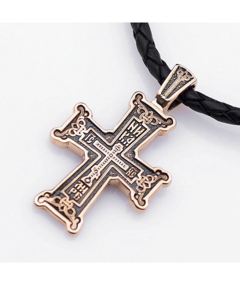 Goldenes orthodoxes Kreuz "Golgatha" p02655 Onyx