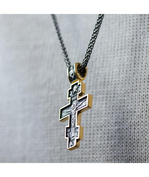 Срібний хрест з позолотою "Розп'яття. Ангел Хранитель" 132499 Онікс