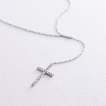 Gold necklace - tie "Cross" with diamonds flask0101mi Onix 45