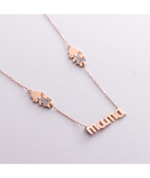 Gold necklace "Mom and girls" (cubic zirconia) count00995 Onix 45