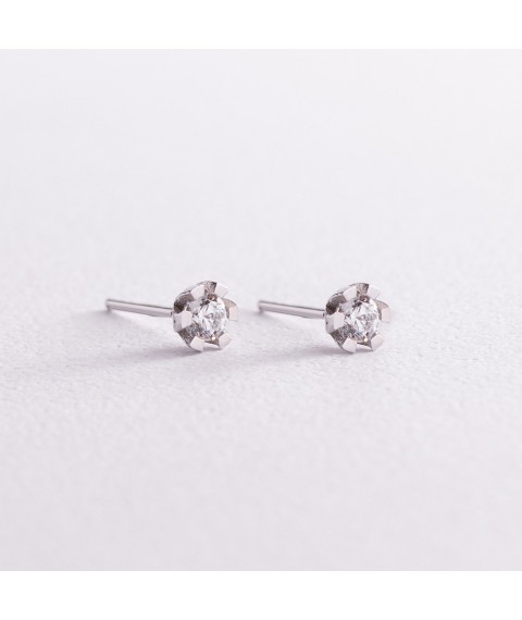Gold earrings - studs with cubic zirconia s05849 Onyx