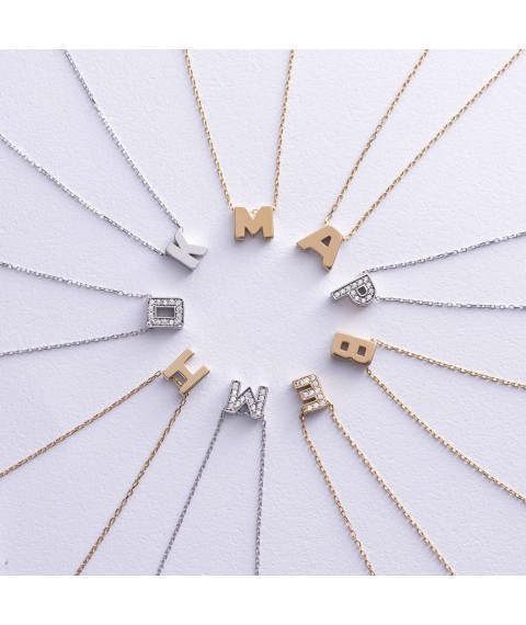 Necklace with the letter "C" in red gold (cubic zirconia) kol01255С Onix 44