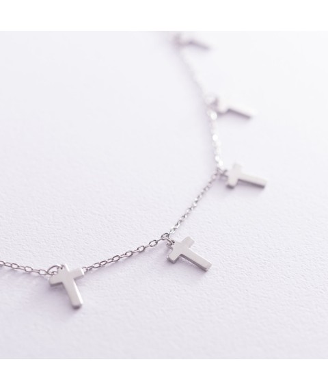Silver necklace "Cross" (9 pcs) 181034 Onix 45