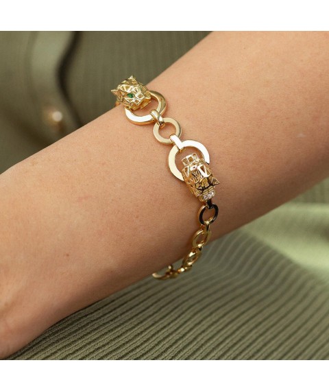 Bracelet "Panther" in yellow gold (cubic zirconia) b05311 Onyx 18