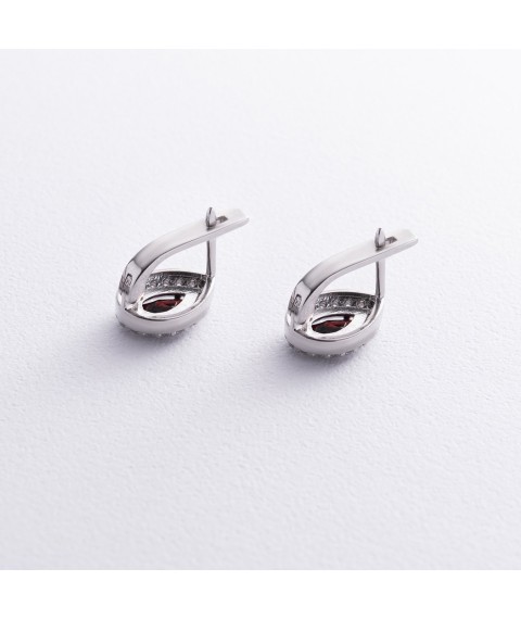 Срібні сережки з піропами і фіанітами GS-02-004-4110 Онікс