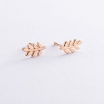 Earrings - studs "Twigs" in red gold s06925 Onyx