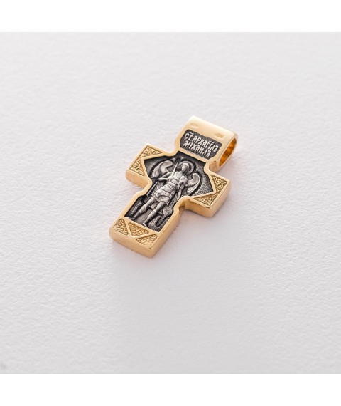 Silver cross "Savior not made by hands. St. Nicholas. Archangel Michael" 131348 Onyx
