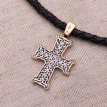 Срібний хрестик з позолотою «Голгофа» 131794 Онікс