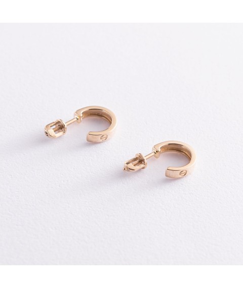 Gold earrings - studs "Love" s07520 Onyx