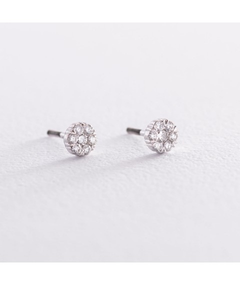 Earrings - studs "Flowers" in white gold (diamonds) 102-10015/2 Onyx