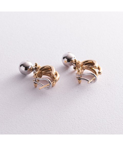 Gold earrings "Balls" s01850 Onyx