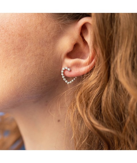 Gold earrings "Hearts" with diamonds sb0450nl Onyx