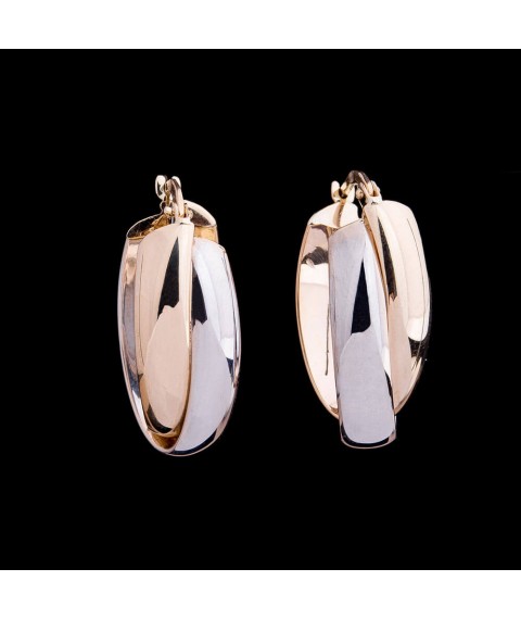 Gold earrings "Rings" s03821 Onyx