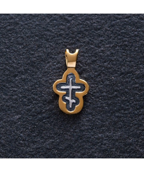 Срібний хрестик православний з позолотою 131768 Онікс