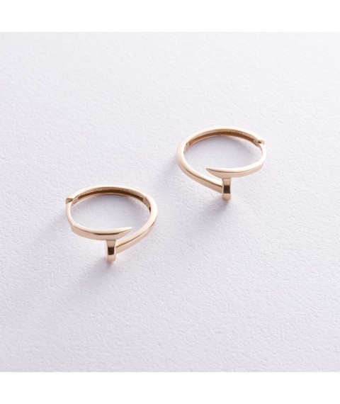 Earrings - rings "Nail" in yellow gold s08340 Onyx