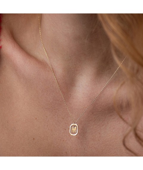 Necklace with the letter "M" in yellow gold count02463m Onix 45