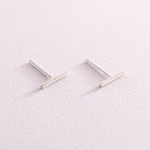 Silver stud earrings in minimalist style 122489 Onyx
