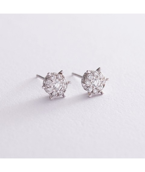 Gold earrings - studs with diamonds s173 Onyx
