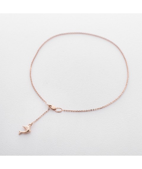 Gold ankle bracelet "Dolphin" b03604 Onix 25.5