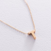 Gold necklace letter "T" coll01164T Onyx 45