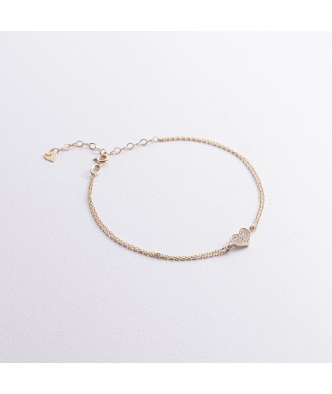 Bracelet "Heart" with diamonds (yellow gold) bb0049m Onyx 19