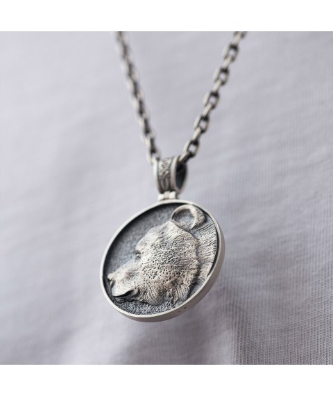 Silver pendant "Bear. Bear's paw" 1200 Onyx