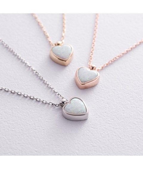 Necklace "Heart" with opal (white gold) coll02411 Onyx 43