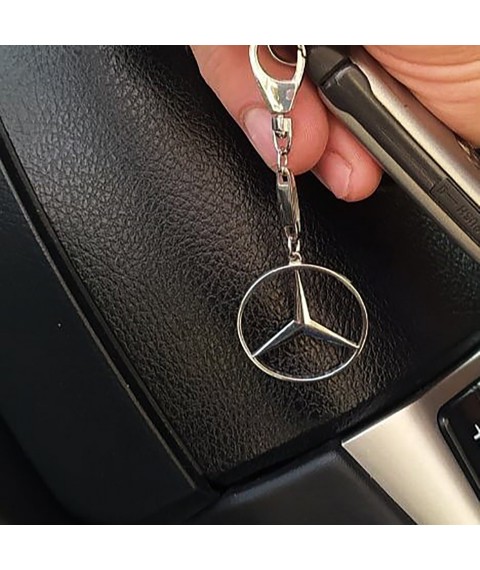 Серебряный брелок для машины "Mercedes-Benz" 9003.1 Онікс