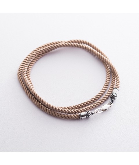 Silk beige lace with silver clasp (3mm) 18428 Onyx 55