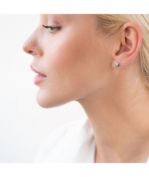Earrings - studs in white gold (diamonds) 102-10048 Onyx
