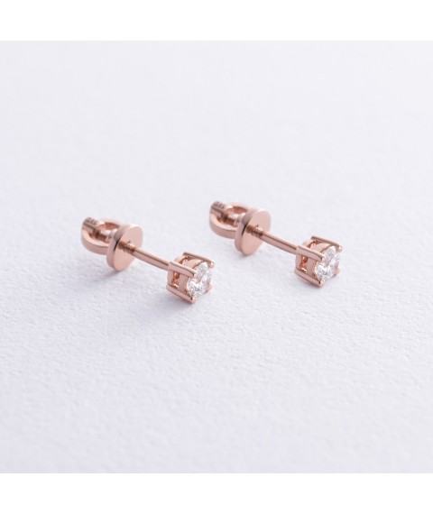 Earrings - studs with diamonds (red gold) 331382421 Onyx
