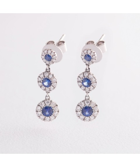 Gold earrings with sapphires and diamonds s442 Onyx