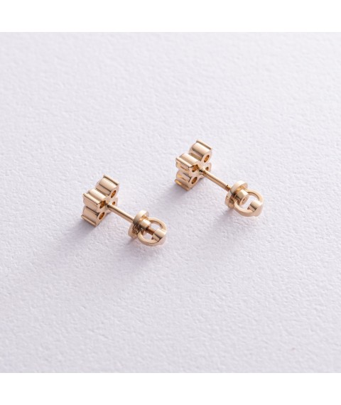 Gold earrings - studs "Clover" with diamonds 322913121 Onyx