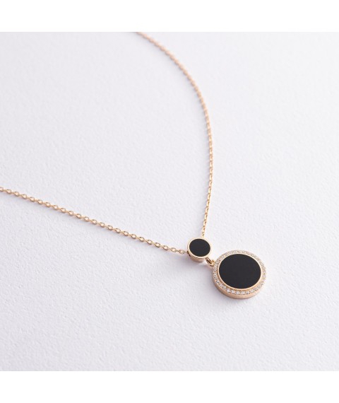 Gold necklace with diamonds and enamel 722813121 Onyx 40