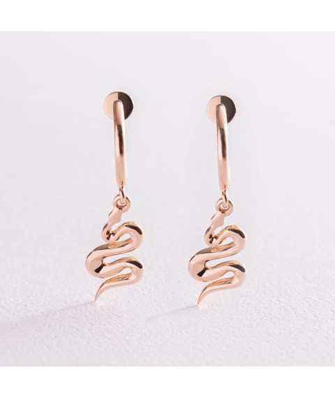 Gold earrings - studs "Snakes" s07327 Onyx