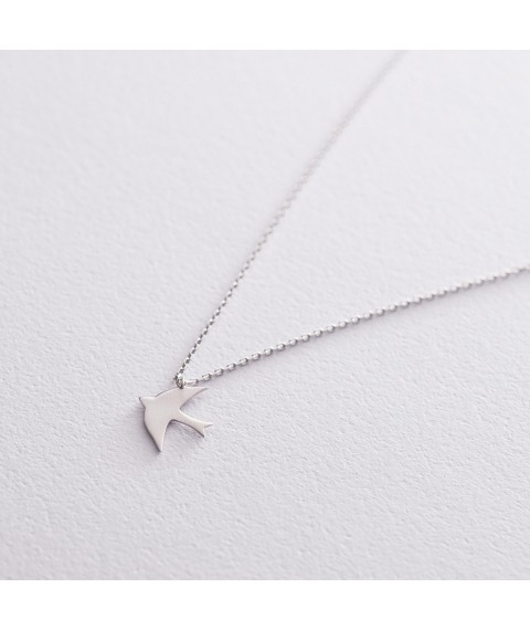 Necklace "Swallow" in white gold kol01610 Onix 44